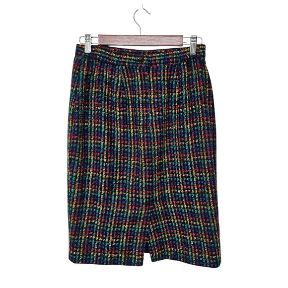 Vintage Norton McNaughton Skirt Size 8 Wool Blend Vibrant Office Pencil Work - Picture 3 of 6